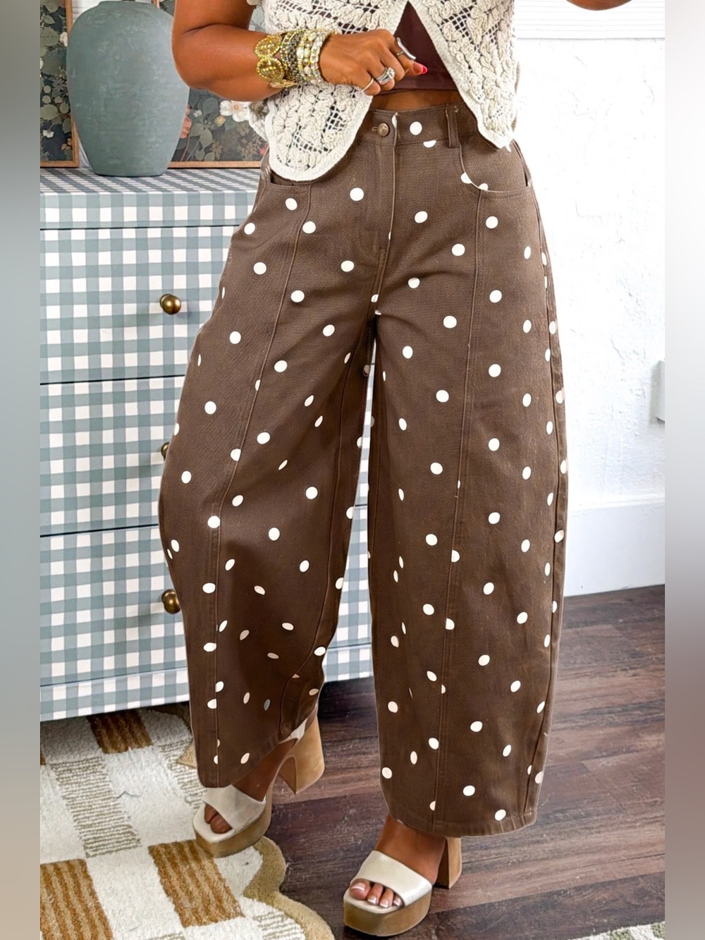 Polka Dot Barrel Pants